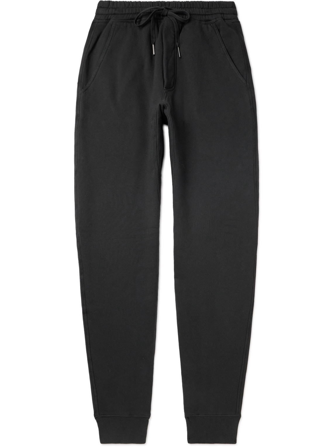 TOM FORD - Tapered Garment-Dyed Cotton-Jersey Sweatpants - Men - Black - IT 48 von TOM FORD