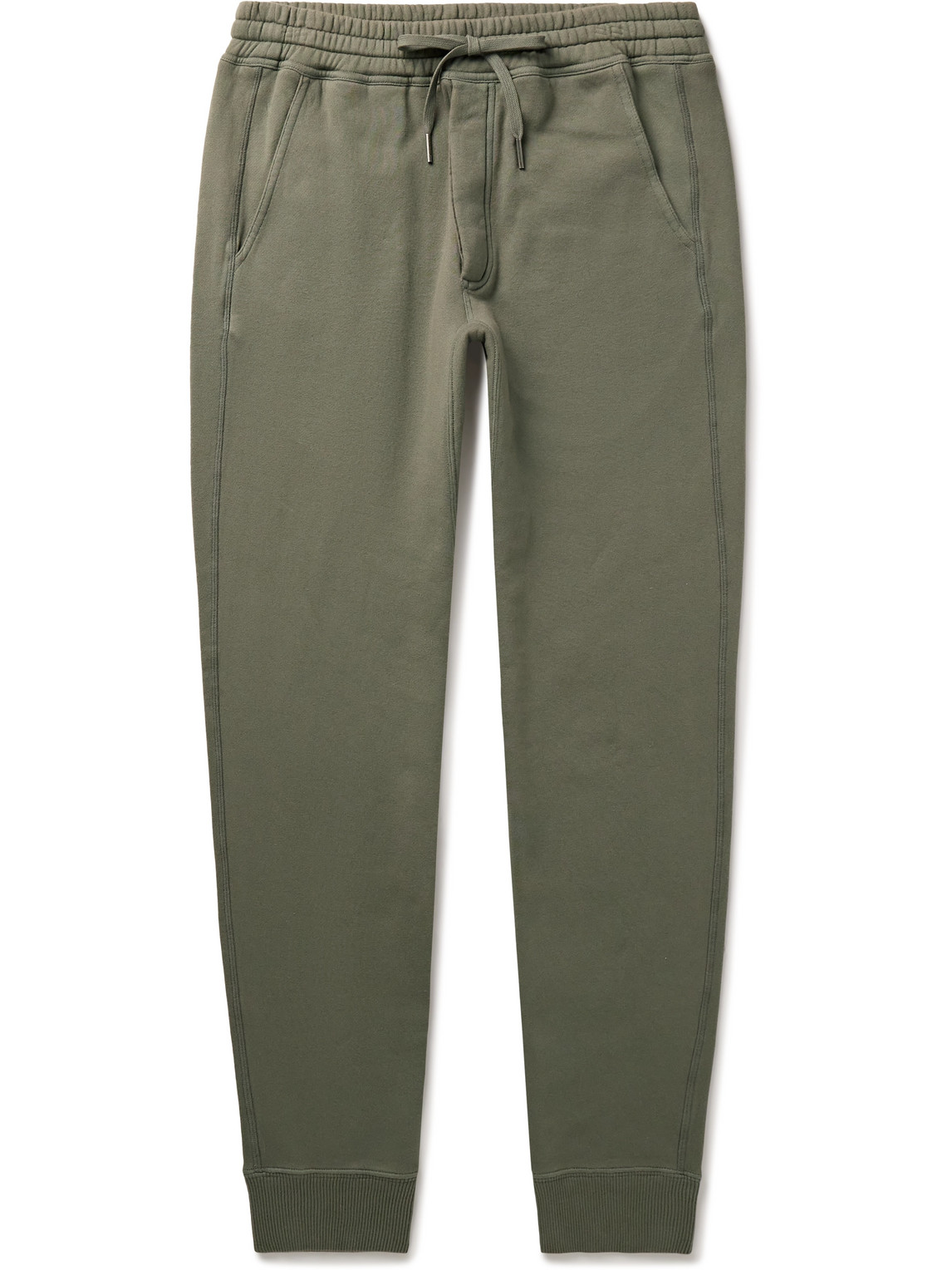 TOM FORD - Tapered Garment-Dyed Cotton-Jersey Sweatpants - Men - Green - IT 60 von TOM FORD