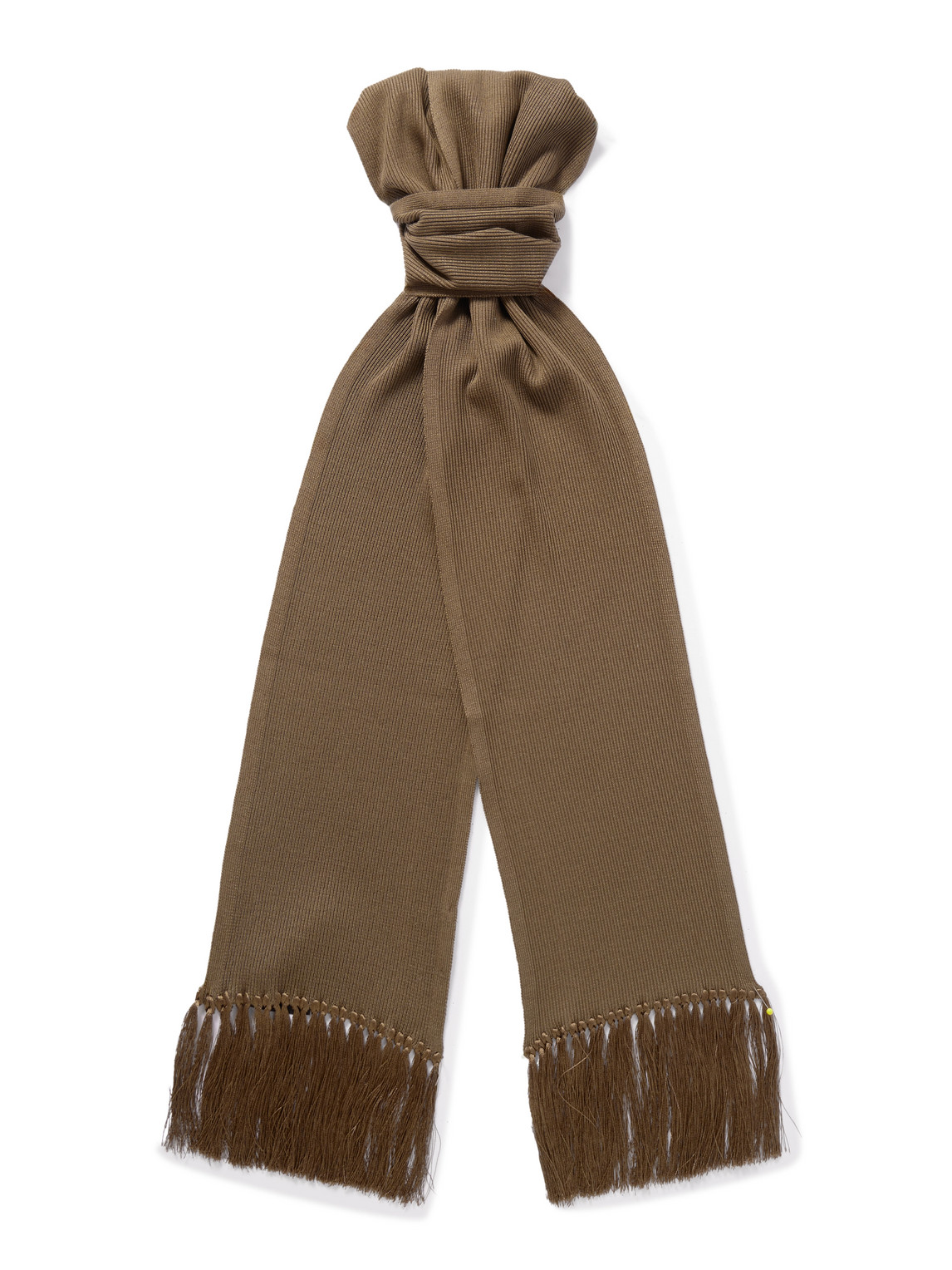 TOM FORD - Tasselled Ribbed Silk-Blend Scarf - Men - Brown TOM FORD - Tasselled Ribbed Silk-Blend Scarf - Men - Brown von TOM FORD