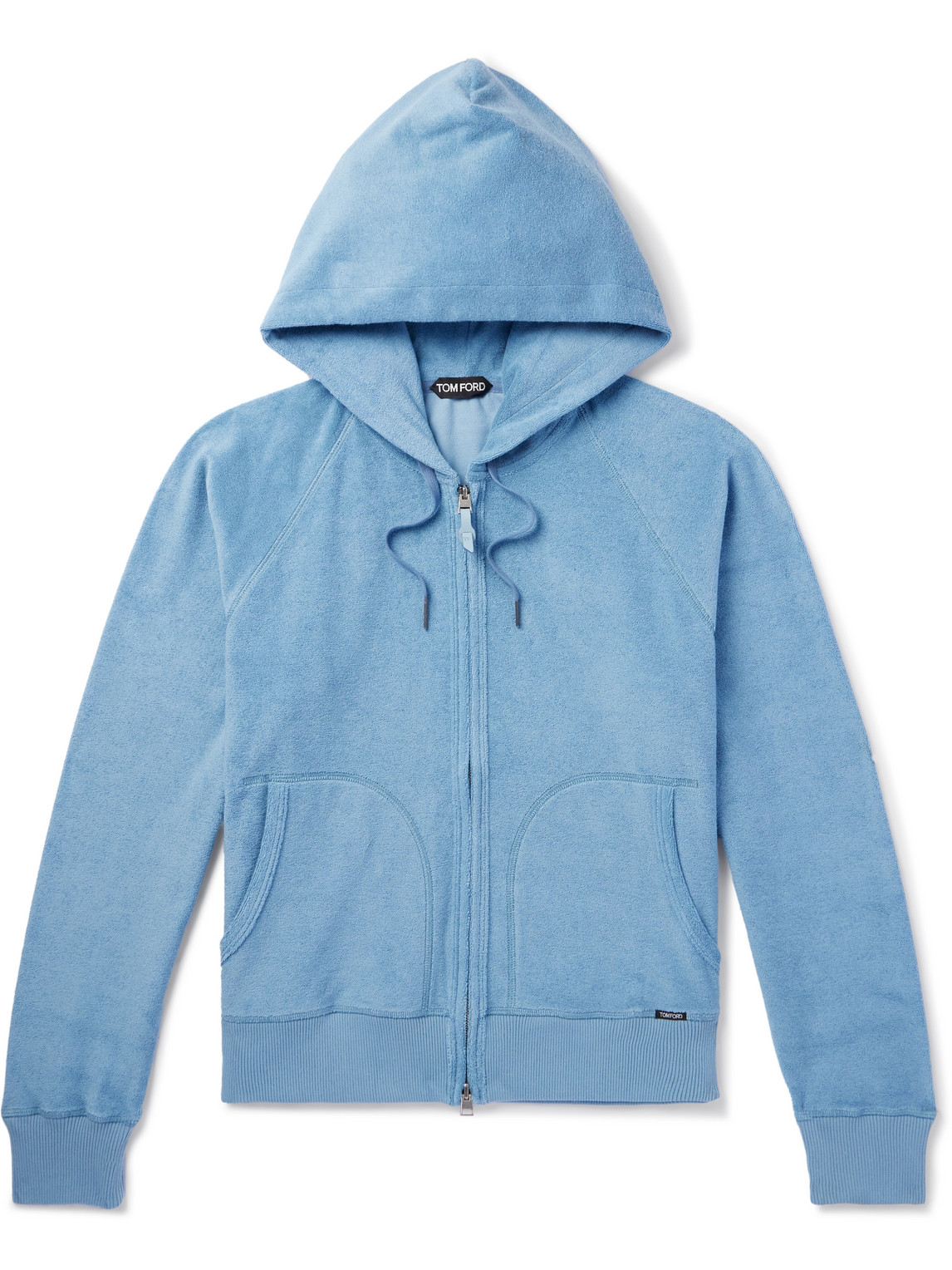 TOM FORD - Towelling Cotton-Terry Zip-Up Hoodie - Men - Blue - IT 46 von TOM FORD