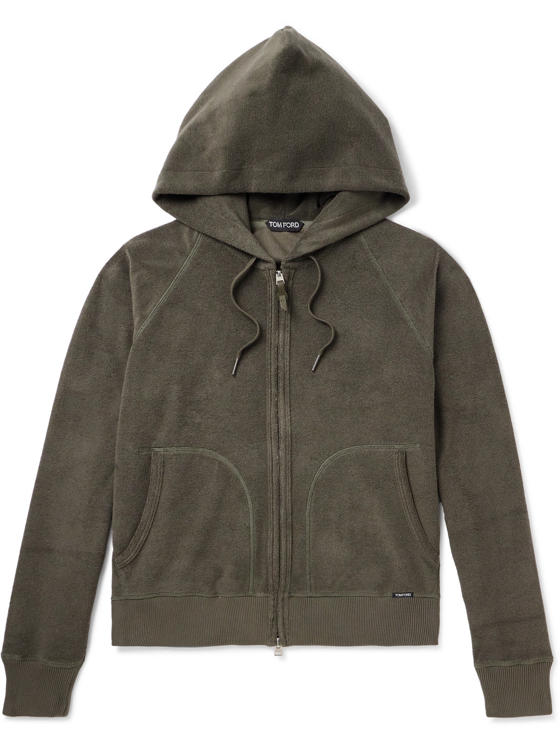 TOM FORD - Towelling Cotton-Terry Zip-Up Hoodie - Men - Green - IT 46 von TOM FORD