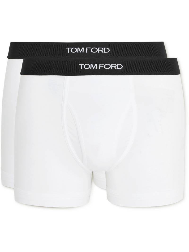 TOM FORD - Two-Pack Stretch Cotton and Modal-Blend Boxer Briefs - Men - White - XL von TOM FORD