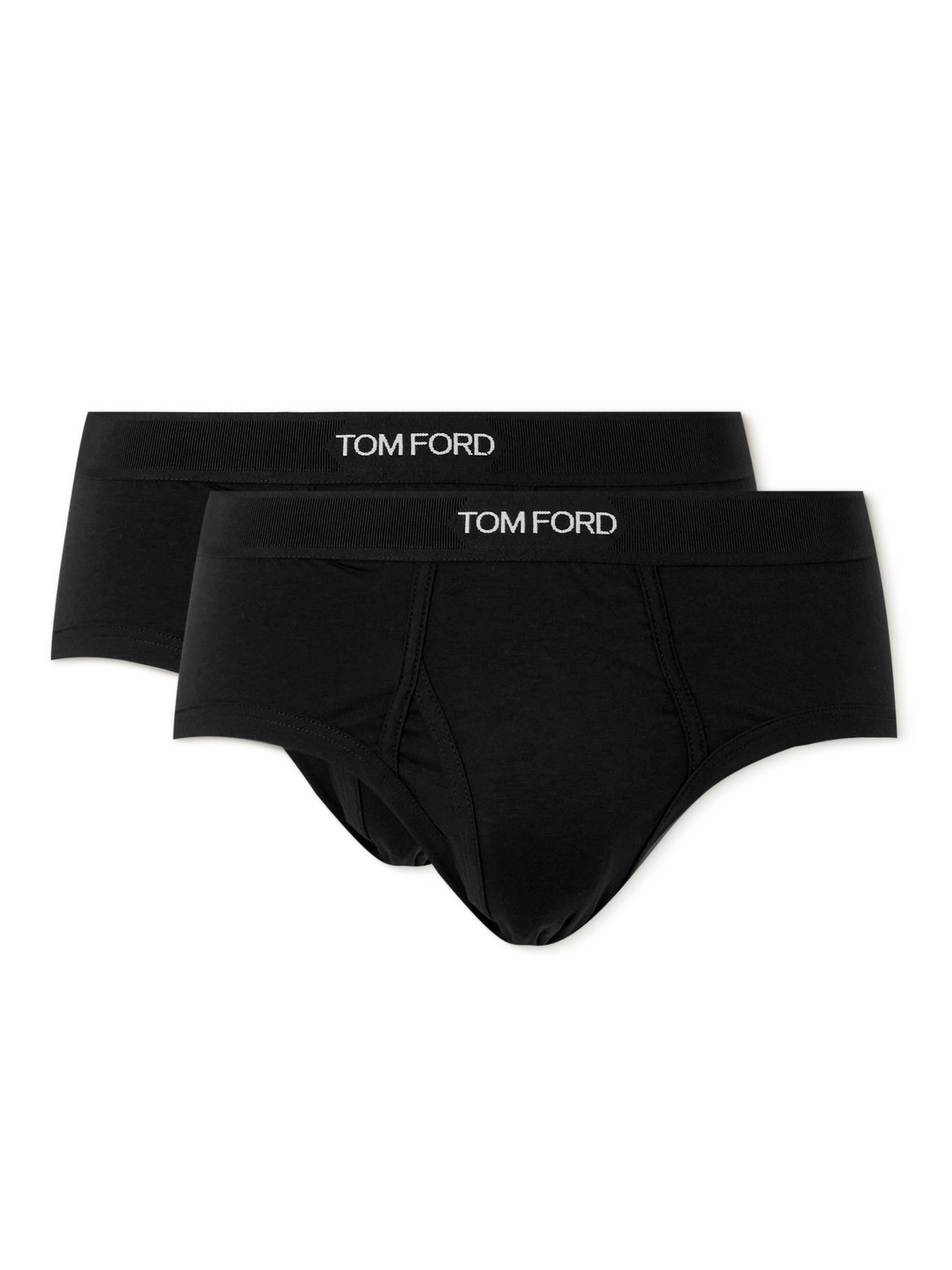 TOM FORD - Two-Pack Stretch-Cotton and Modal-Blend Briefs - Men - Black - L von TOM FORD