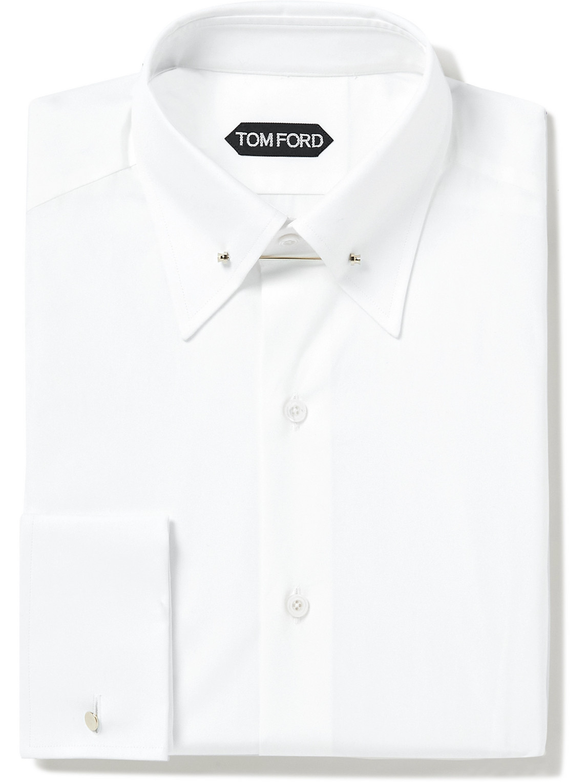 TOM FORD - White Slim-Fit Pinned-Collar Double-Cuff Cotton-Poplin Shirt - Men - White - EU 41 von TOM FORD