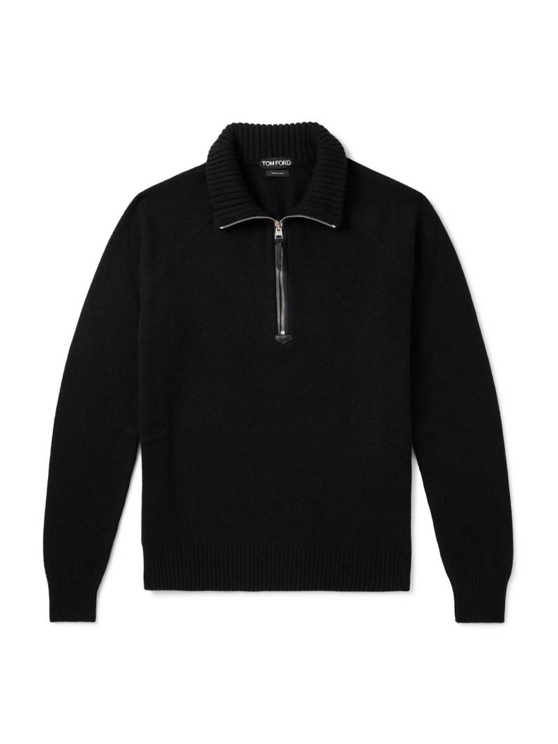 TOM FORD - Wool and Cashmere-Blend Half-Zip Rollneck Sweater - Men - Black - IT 54 von TOM FORD