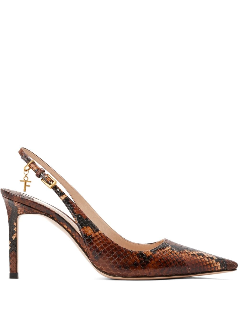 TOM FORD Slingback-Pumps mit Logo-Anhänger 85mm - Braun von TOM FORD