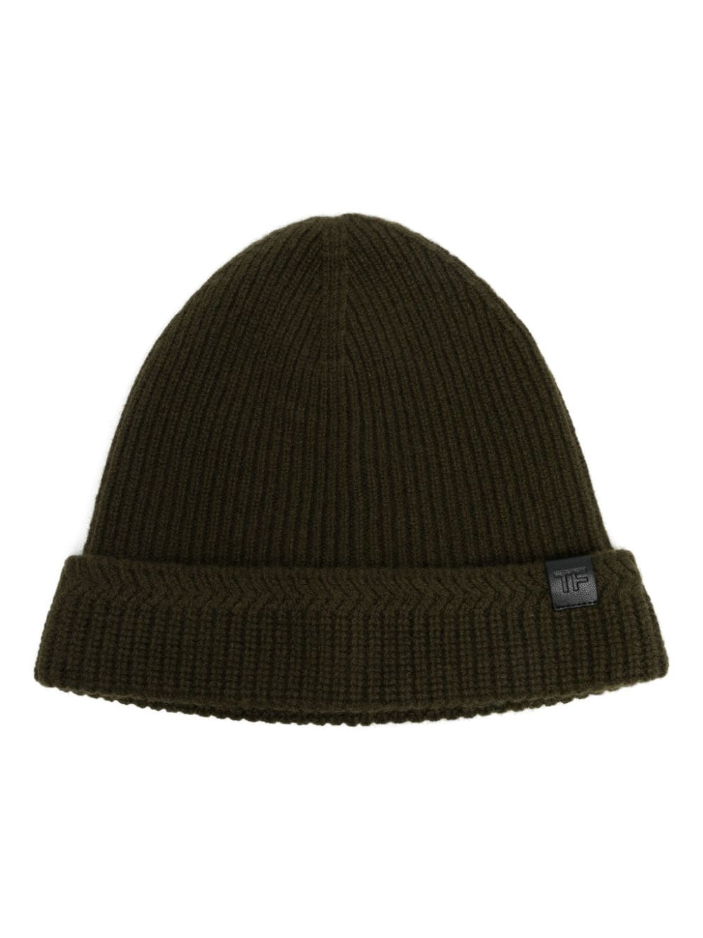 TOM FORD Gerippte Beanie mit Logo-Patch - Grün von TOM FORD