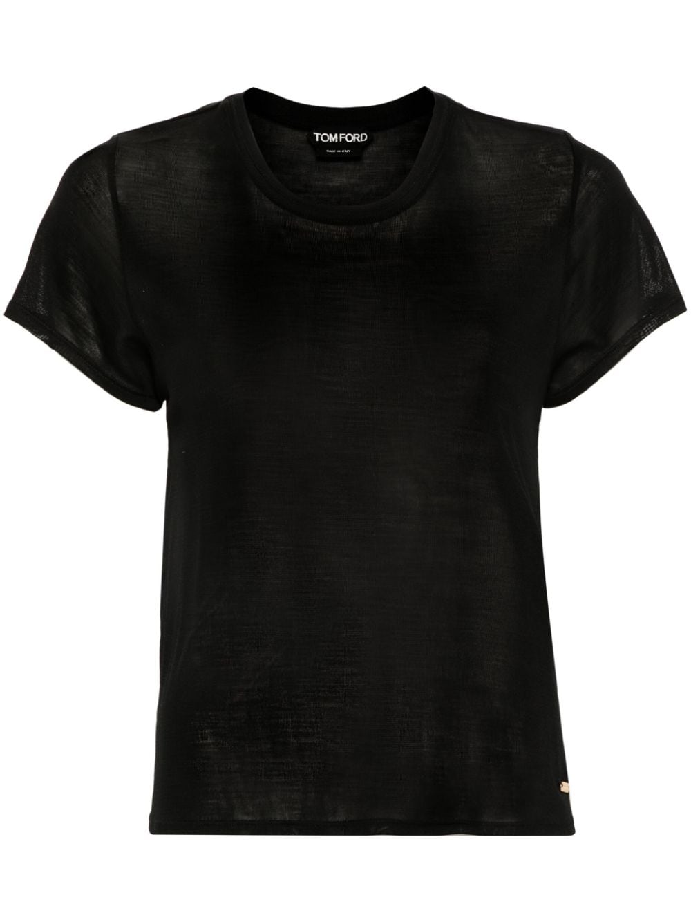 TOM FORD T-Shirt aus Seide mit Logo-Schild - Schwarz von TOM FORD