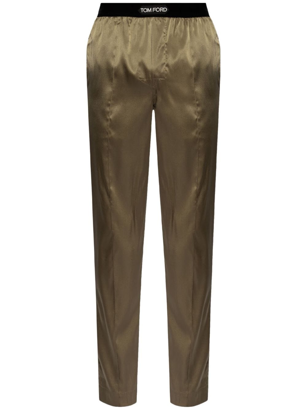 TOM FORD Pyjama-Hose aus Satin mit Logo-Bund - Grün von TOM FORD