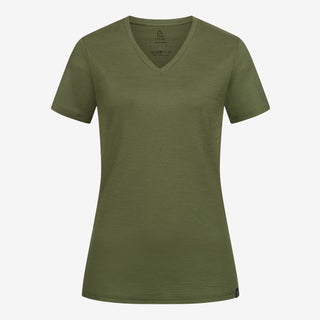 Merino T-Shirt V-Ausschnitt Damen - Waldgruen / XS von TOM FYFE
