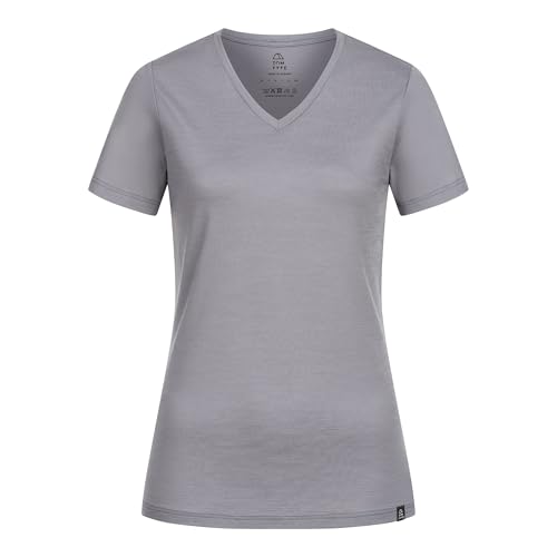 TOM FYFE Premium Merino T-Shirt V-Ausschnitt Damen Hellgrau/M | Made in Europe von TOM FYFE