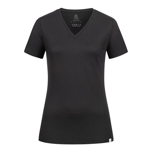 TOM FYFE Premium Merino T-Shirt V-Ausschnitt Damen Schwarz/M | Made in Europe von TOM FYFE