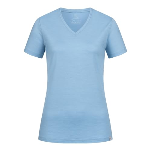 TOM FYFE Premium Merino T-Shirt V-Ausschnitt Damen Steel Blue/XL | Made in Europe von TOM FYFE