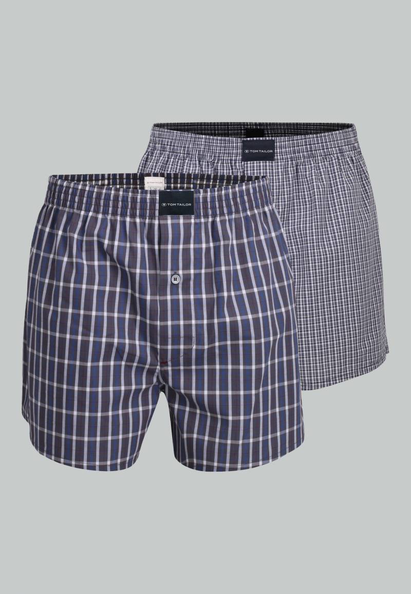 TOM TAILOR BODYWEAR - TOM TAILOR Herren Boxershort kariert 2er Pack blau-mittel-karo - Gr. - 4 von TOM TAILOR BODYWEAR