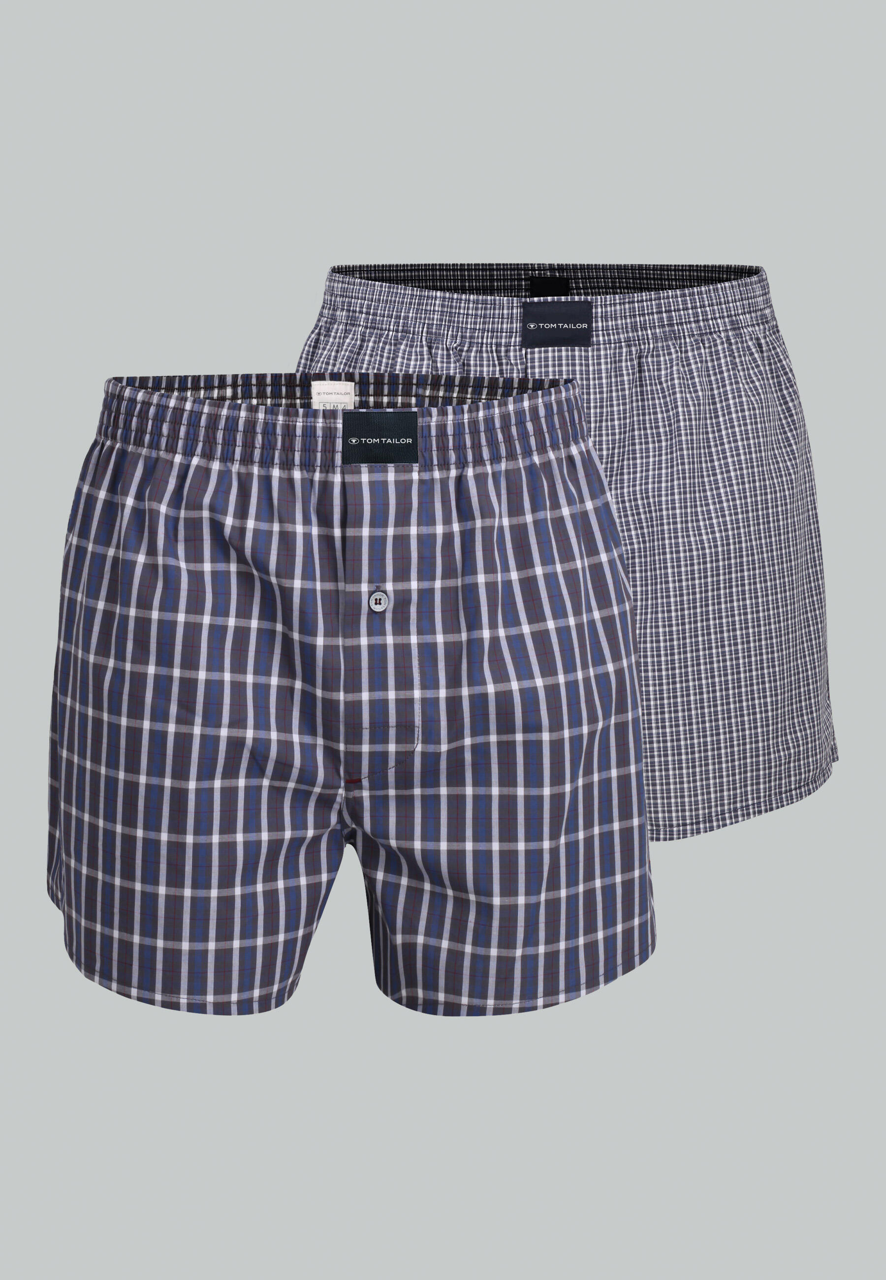 TOM TAILOR BODYWEAR - TOM TAILOR Herren Boxershort kariert 2er Pack blau-mittel-karo - Gr. - 8 von TOM TAILOR BODYWEAR