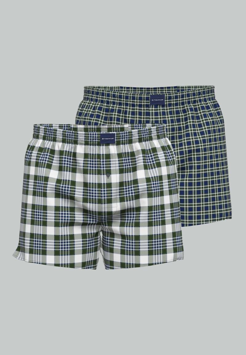 TOM TAILOR BODYWEAR - TOM TAILOR Herren Boxershort kariert 2er Pack grün-dunkel-karo - Gr. - M von TOM TAILOR BODYWEAR