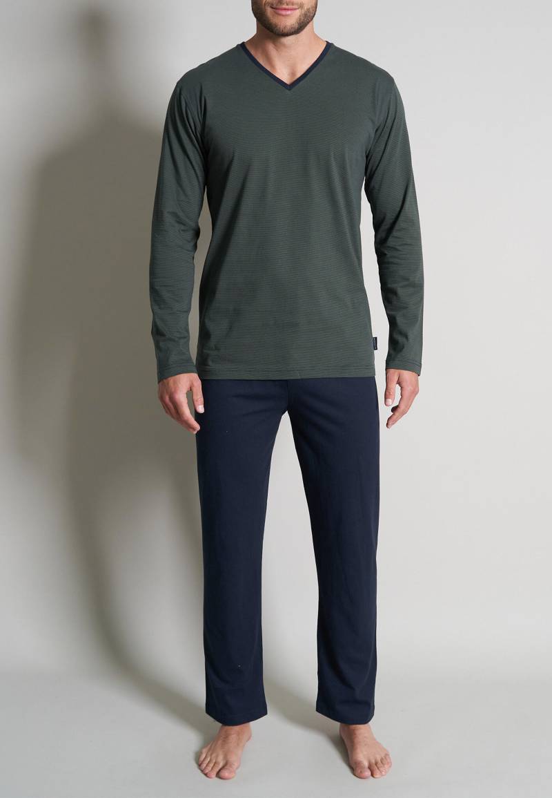 TOM TAILOR BODYWEAR - TOM TAILOR Herren Pyjama quergestreift 1er Pack grün-dunkel-ringel - Gr. - 52 von TOM TAILOR BODYWEAR