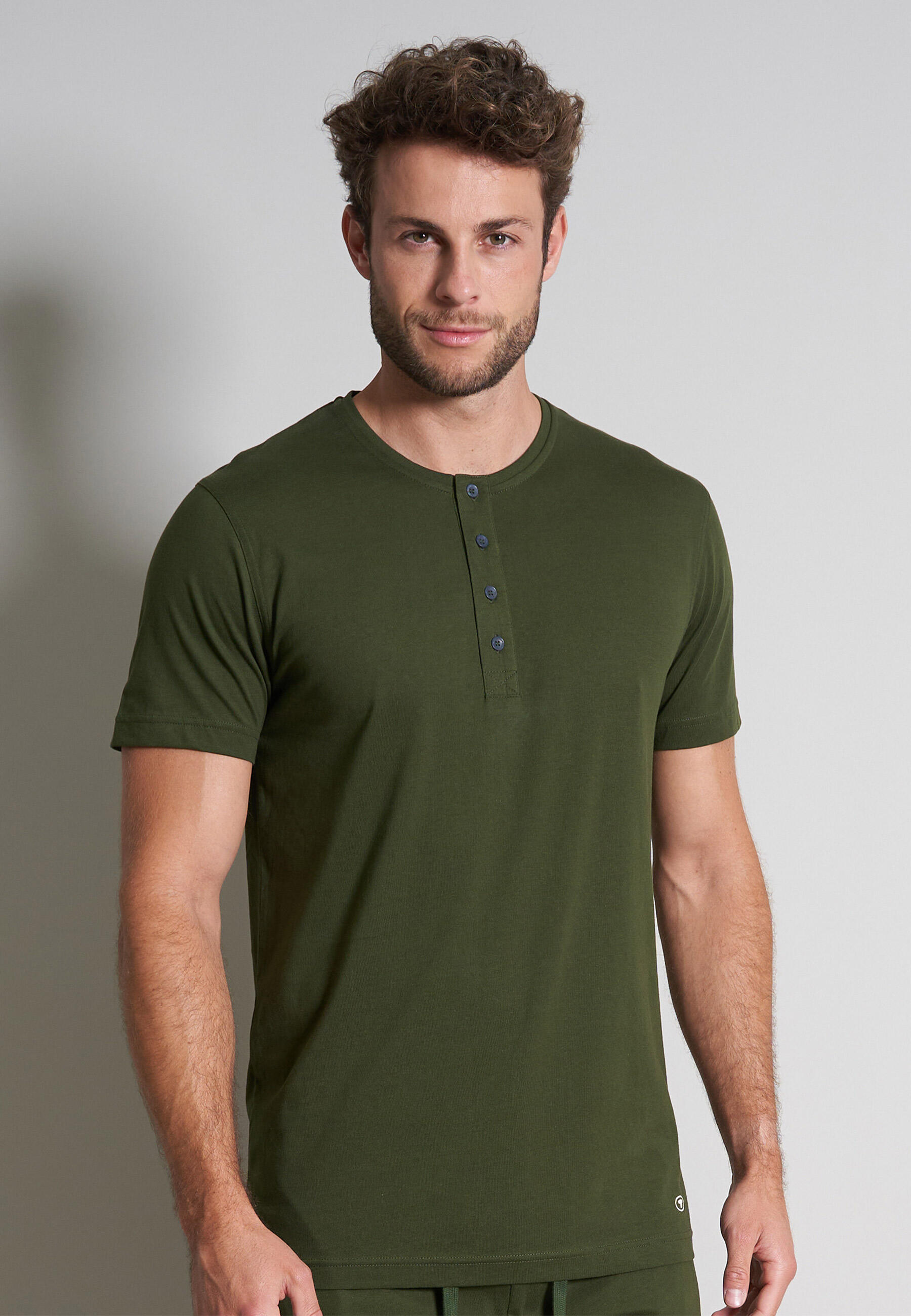 TOM TAILOR BODYWEAR - TOM TAILOR Herren T-Shirt uni 1er Pack grün-dunkel-uni - Gr. - 48 von TOM TAILOR BODYWEAR