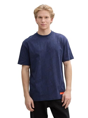 TOM TAILOR Denim Basic T-Shirt in Waffelstruktur, deep Fiery orange, L von TOM TAILOR Denim