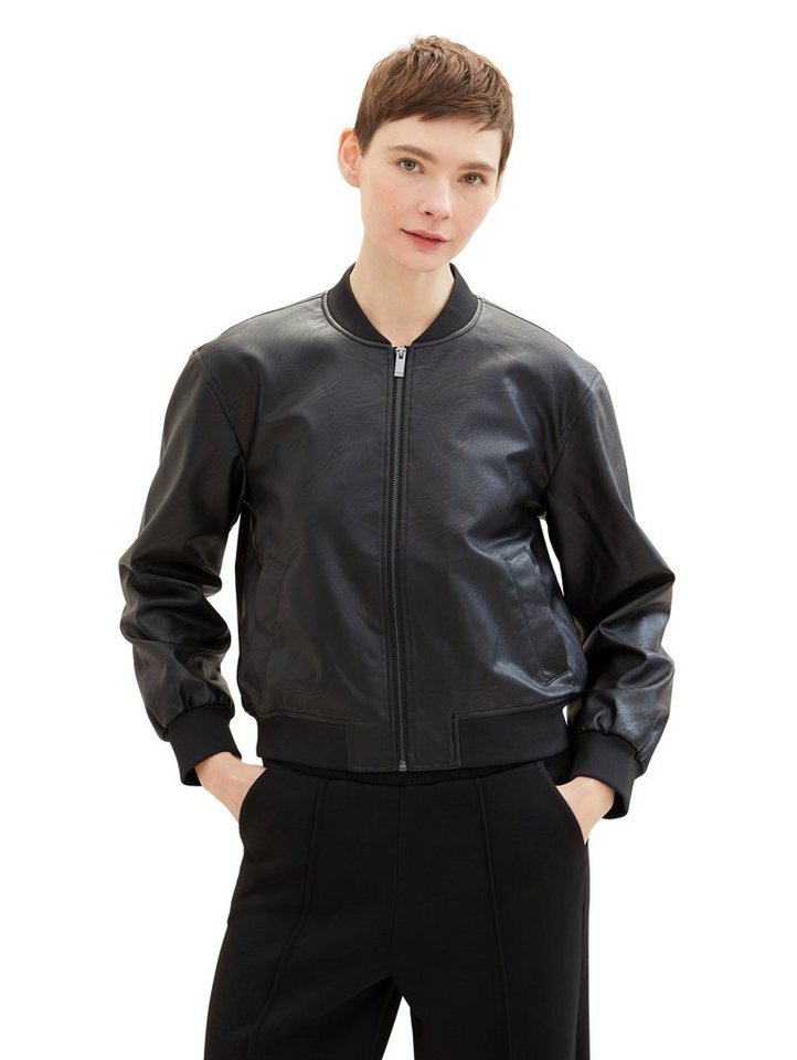 TOM TAILOR Denim Blouson Bomberjacke aus Kunstleder und mit Eingrifftaschen von TOM TAILOR Denim