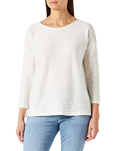 TOM TAILOR Denim Damen Longsleeve mit Streifen & Schleife 1023366, 29134 - Beige Structured Stripe, S von TOM TAILOR Denim