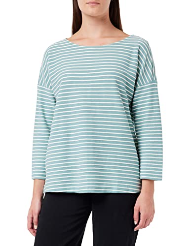 TOM TAILOR Denim Damen Longsleeve mit Streifen & Schleife 1023366, 26424 - Mint Structure Stripe, L von TOM TAILOR Denim