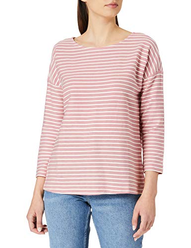 TOM TAILOR Denim Damen Longsleeve mit Streifen & Schleife 1023366, 26921 - White Rose Mealnge Stripe, L von TOM TAILOR Denim