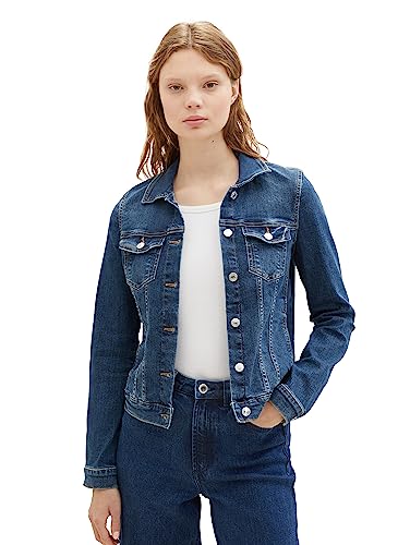 TOM TAILOR Denim Damen Jeansjacke mit Stretch, Farbe: 10119 - Used Mid Stone Blue Denim,Size M von TOM TAILOR Denim