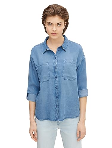 TOM TAILOR Denim Damen Oversize Jeanshemd mit zwei Brusttaschen TOM TAILOR Denim Damen Oversize Jeanshemd mit zwei Brusttaschen von TOM TAILOR Denim