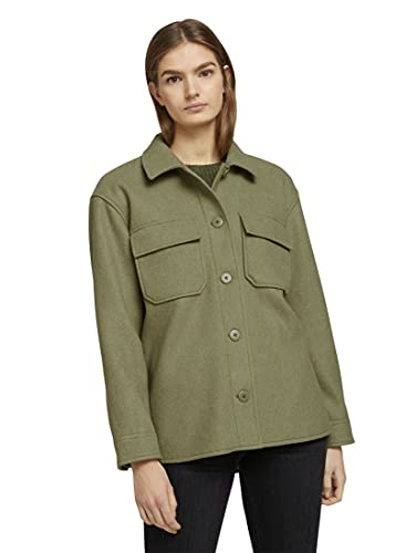 TOM TAILOR Denim Damen 1024550 Overshirt Jacke, 26339-Dull Olive Green Melangé, M von TOM TAILOR Denim