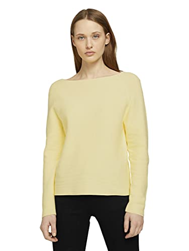 TOM TAILOR Denim Damen 1024915 Structure Pullover, 25987-Soft Yellow, M von TOM TAILOR Denim