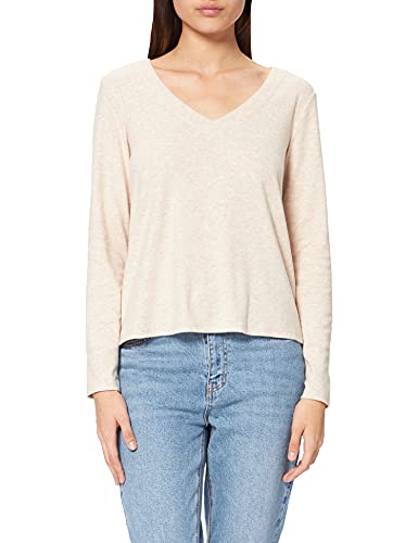 TOM TAILOR 1027261 Denim Damen Longsleeve Basic T-Shirt, 24540 - Cozy Beige Melange, XXL von TOM TAILOR Denim