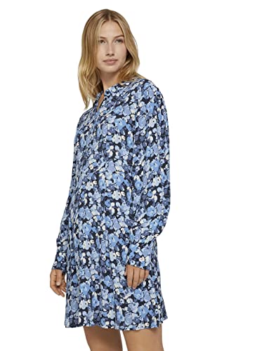 TOM TAILOR Denim Damen Mini Kleid , Blau (27596 - Blue Flower Print), M von TOM TAILOR Denim