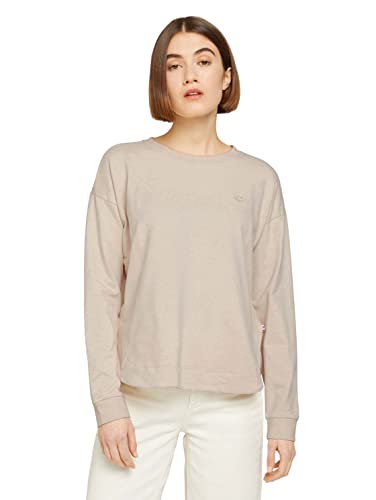 TOM TAILOR Denim Damen 1029372 Crewneck Sweatshirt, 10336-Light Cashew Beige, L von TOM TAILOR Denim