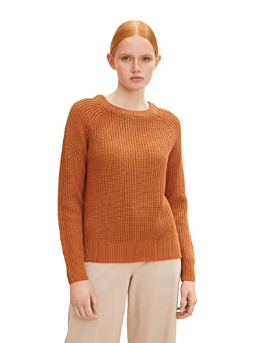 TOM TAILOR Denim Damen Basic Pullover 1033306, 30027 - Amber Orange, XS von TOM TAILOR Denim