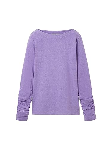 TOM TAILOR Denim Damen 1033642 Longsleeve T-Shirt, 32543 - Lilac Melange, XS EU von TOM TAILOR Denim