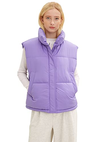 TOM TAILOR Denim Damen 1034127 Loose Fit Pufferweste, 31305-Digital Purple, XL von TOM TAILOR Denim