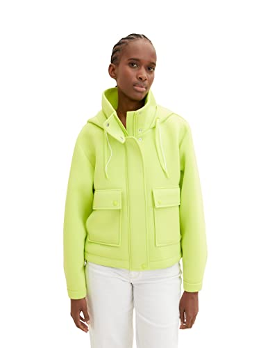 TOM TAILOR Denim Damen 1035315 Jacke mit Kapuze, 24702-Neon Lime, m von TOM TAILOR Denim