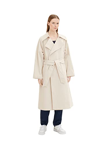 TOM TAILOR Denim Damen 1035318 Oversized Trenchcoat mit Gürtel, 13808-Creme, L von TOM TAILOR Denim