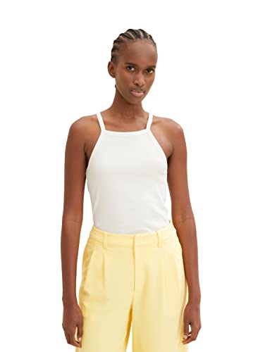 TOM TAILOR Denim Damen 1035368 Tanktop mit Rippstruktur, 10348-Gardenia White, XXL von TOM TAILOR Denim