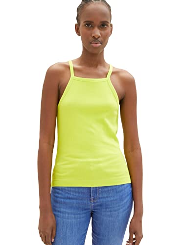 TOM TAILOR Denim Damen 1035368 Tanktop mit Rippstruktur, 24702-Neon Lime, L von TOM TAILOR Denim