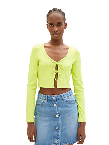 TOM TAILOR Denim Damen 1035373 Longsleeve T-Shirt, 24702-Neon Lime, S von TOM TAILOR Denim