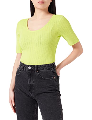 TOM TAILOR Denim Damen 1035388 Basic T-Shirt mit Struktur, 24702-Neon Lime, L von TOM TAILOR Denim