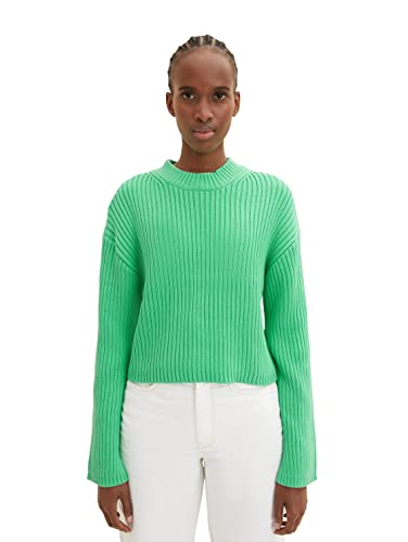 TOM TAILOR Denim Damen 1035403 Boxiy Fit Pullover, 11052-Strong Green, L von TOM TAILOR Denim