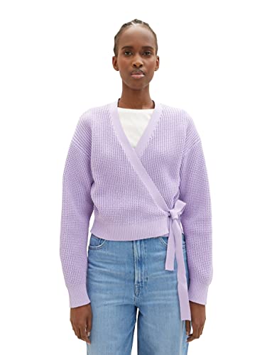 TOM TAILOR Denim Damen 1035404 Pullover mit Wickel-Detail, 31042-Lilac Vibe, S von TOM TAILOR Denim