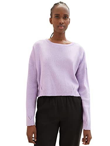 TOM TAILOR Denim Damen 1035409 Cropped Pullover, 31042-Lilac Vibe, XL von TOM TAILOR Denim