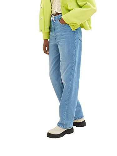 TOM TAILOR Denim Damen 1035423 High Waist Baggy Jeanshose, 10151-Light Stone Bright Blue Denim, L von TOM TAILOR Denim