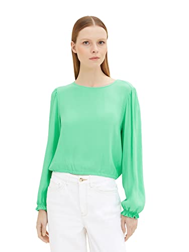 TOM TAILOR Denim Damen 1035424 Bluse mit Bindedetail, 11052-Strong Green, M von TOM TAILOR Denim