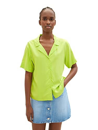 TOM TAILOR Denim Damen 1035437 Hemdbluse, 24702-Neon Lime, M von TOM TAILOR Denim