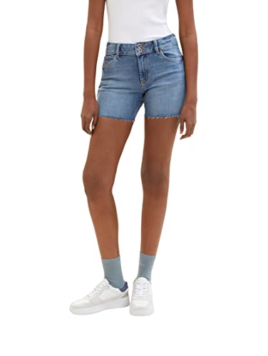 TOM TAILOR Denim Damen 1035443 Cajsa Jeans Shorts, 10119-Used Mid Stone Blue Denim, L von TOM TAILOR Denim